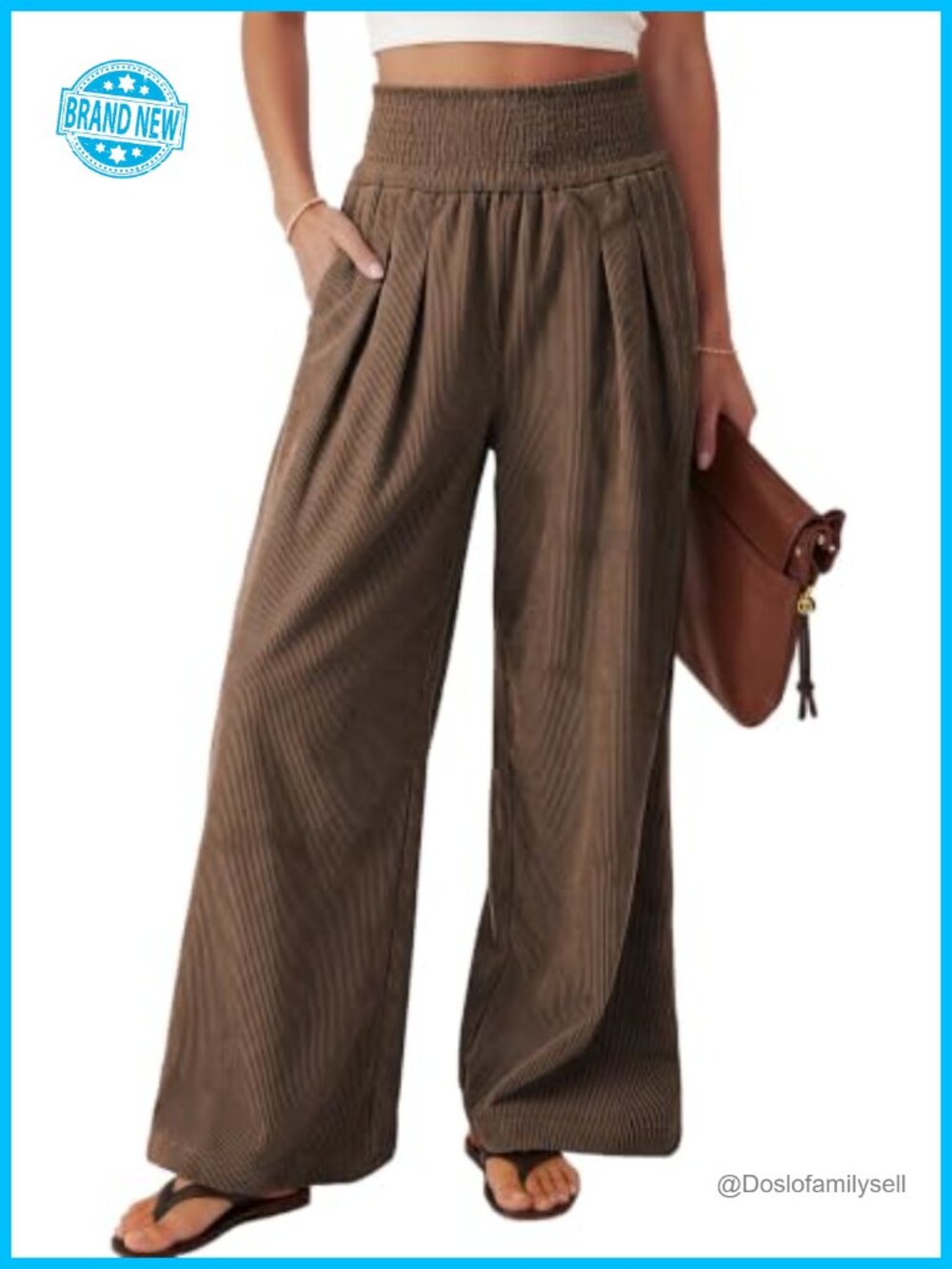 Wide Leg Palazzo Corduroy Pants with Pockets